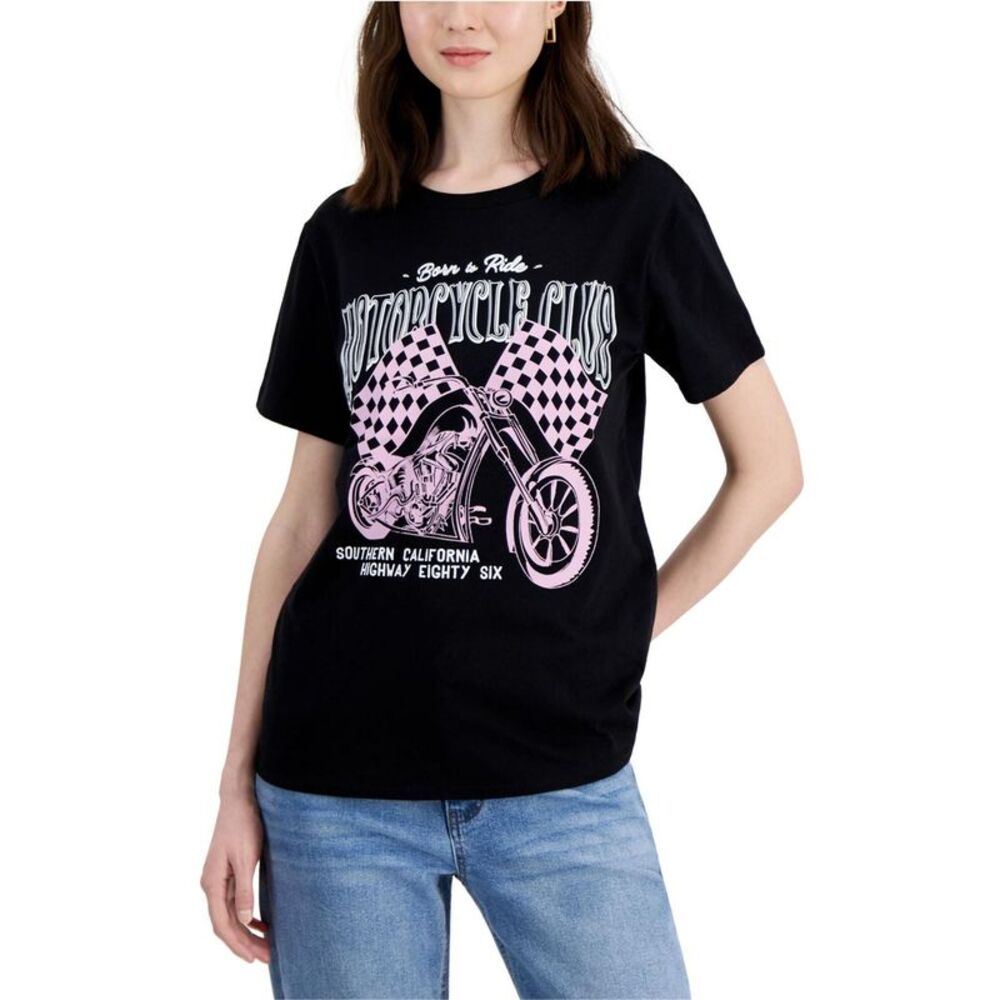 GRAYSON/THREADS Womens Juniors Motorcycle Club Crewneck Tee Basic T-Shirt, NWT